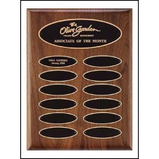 P3621 Walnut Plaque with 12 elliptical plates.